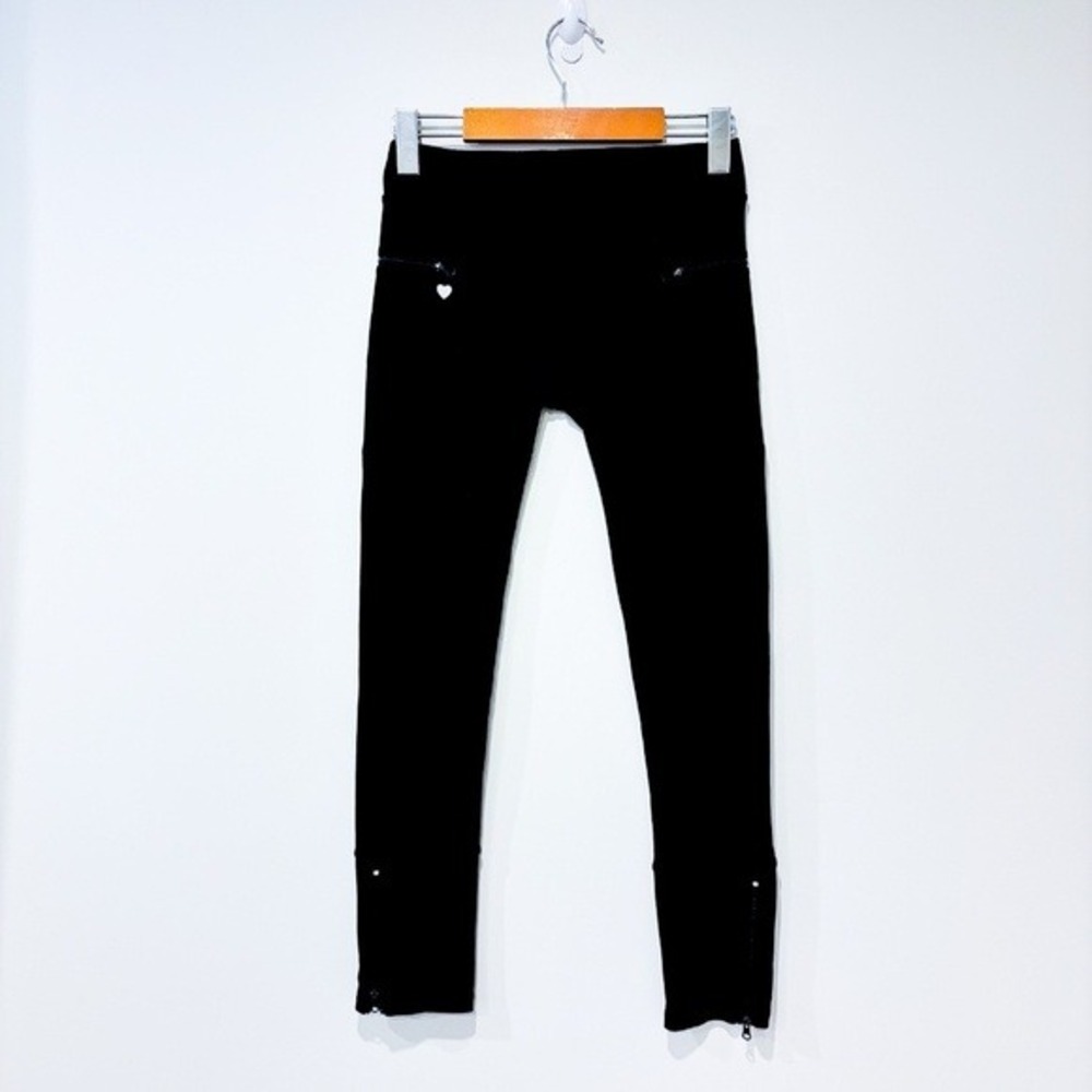 JOE FRESH Black Stretch Leggings Ankle Zips Wide Waistband Large